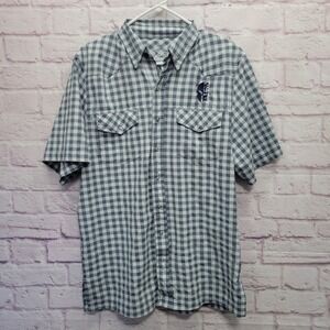 GameGuard Glacier Gingham Plaid Pearl Snap Shirt Mens M Vented Fishing Outdoors